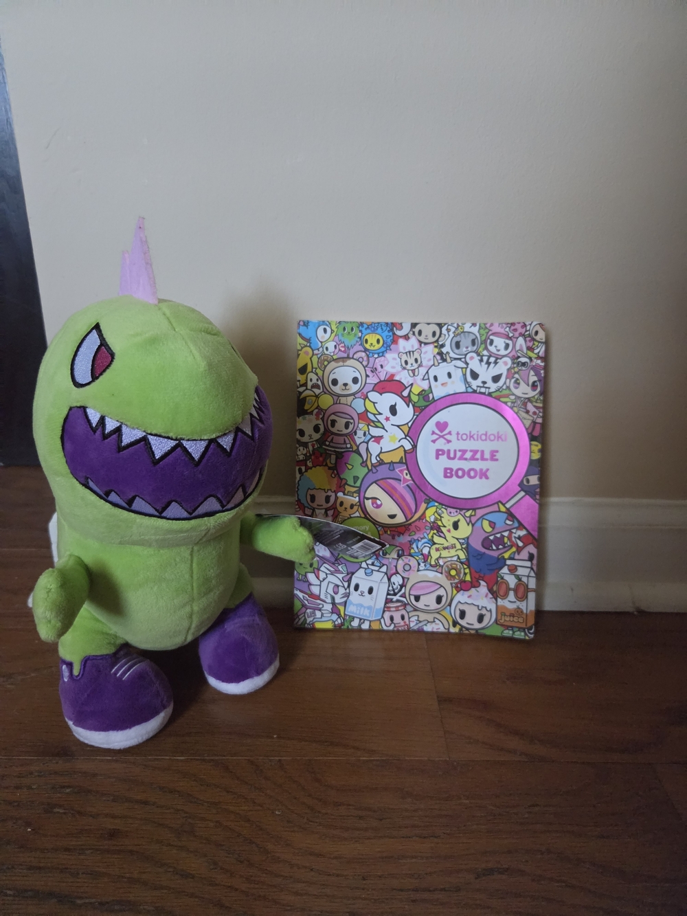 tokidoki Green and Purple Dino Plush Toy New & Puzzle Book